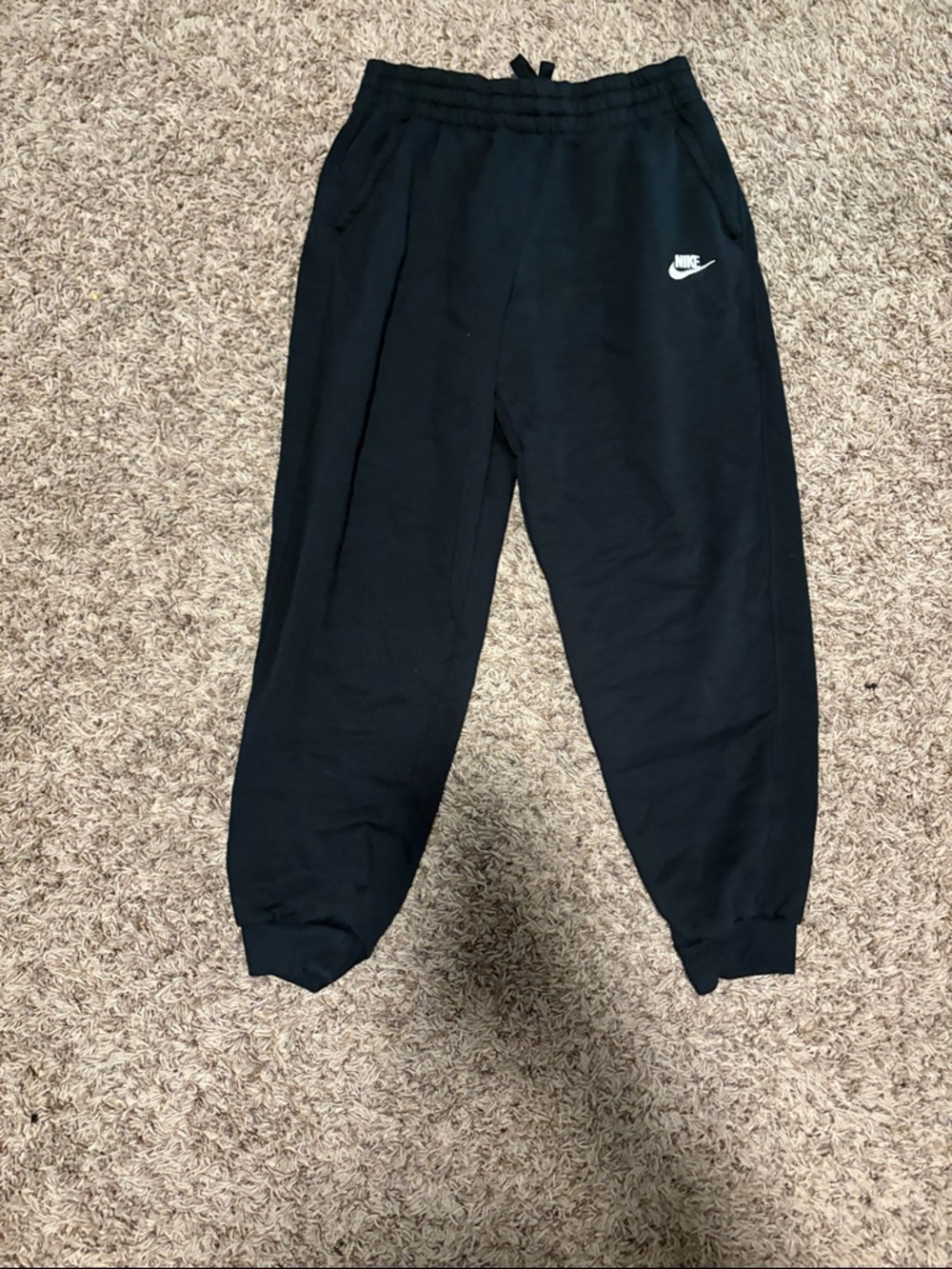 Nike Black Kids Jogger Sweatpants with White Swoosh